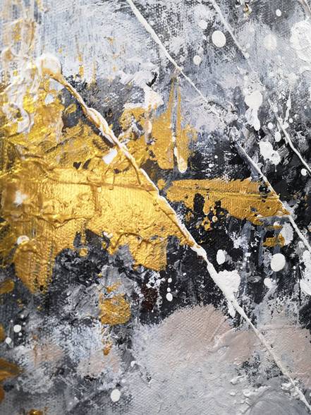 Black Original Gold Room Grey Abstract Canvas Wall Art 5XY05